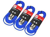3x Stagg XLR-Kabel (6 m blau)
